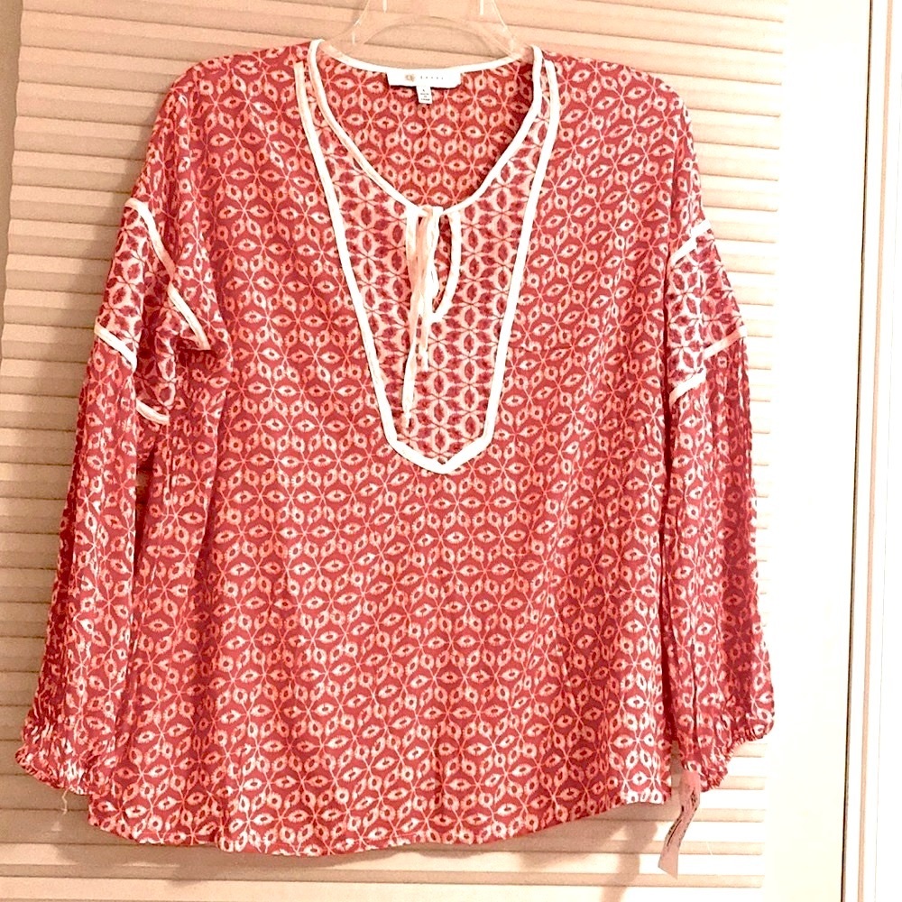 Fever Peasant Shirt Orange Red Size Large NWT